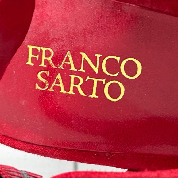 Franco Sarto Red Wedge Sandals with Cork Heel Sz 10 - Picture 13 of 14